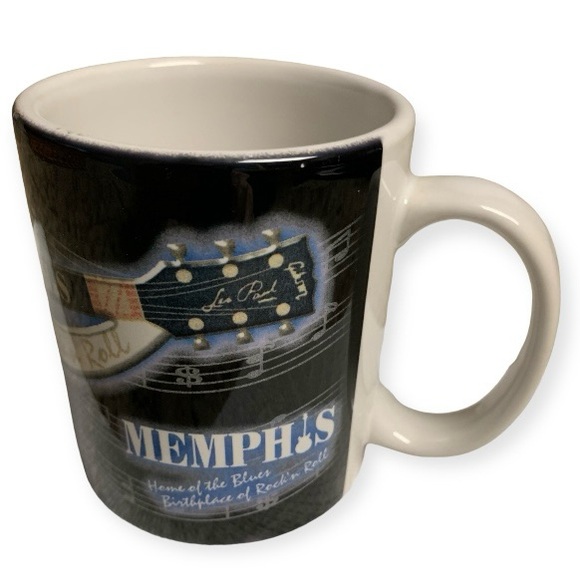 MUG MEMPHIS ELVIS BIRTHPLACE & HOUSE OF ROCK & ROLL & HOME OF THE BLUES VTG NWOT - Picture 1 of 14